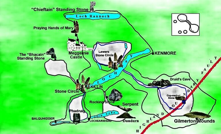 map of ley lines from foulford Inn stone