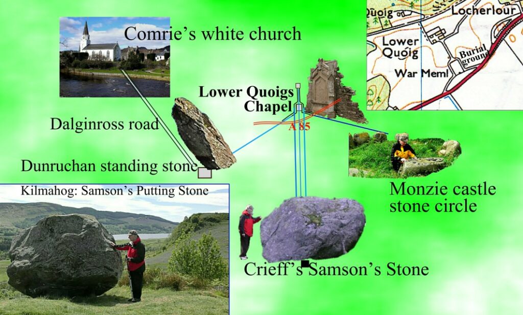 SAMSONS STONE LEYS,, elementor – Ley Lines, amplifying, ill health, how they work Ley lines around Samson Stone, Crieff