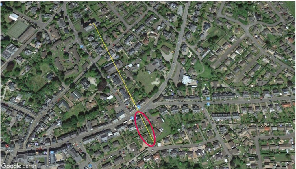St michaels path to strageat burial with red ellipse – Ley Lines, amplifying, ill health, how they work St. Michaels path to Strageath burial ground