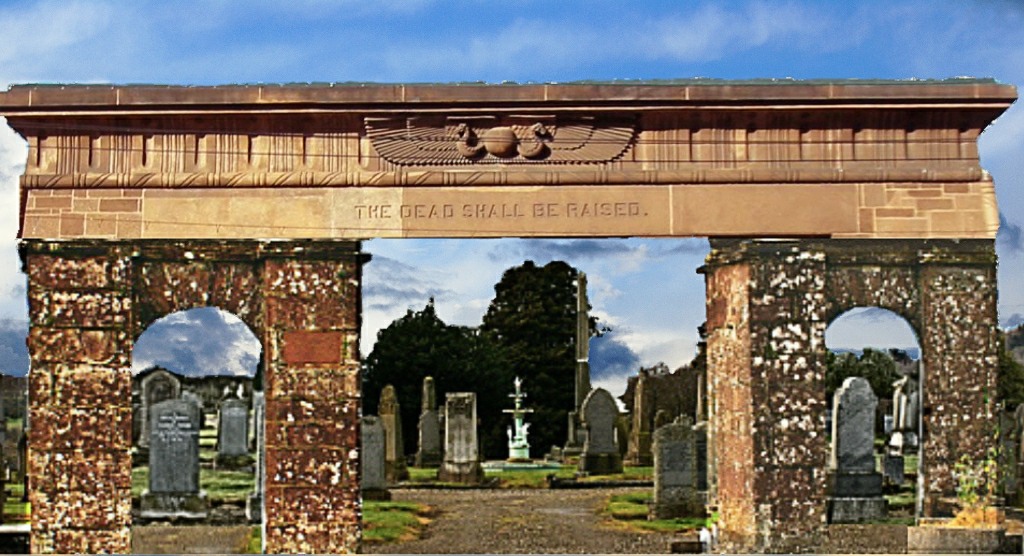 triptych-crieff-cemetery – Ley Lines, amplifying, ill health, how they work Water fountain behind triptych