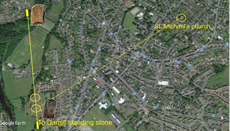 St. michaels church to circle of graves for magic – Ley Lines, amplifying, ill health, how they work St. Michael's church aligned to circle of graves