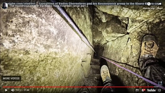Looking down the shaft of the Khora Hora cave