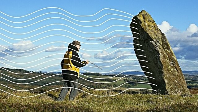 Waves of energy from a standing stone, normal