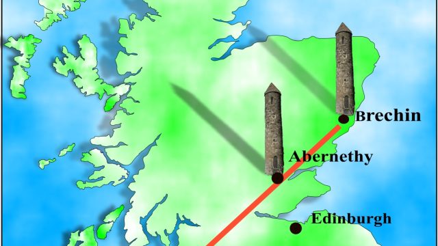 Irish Round Towers in Scoptland on ley line.